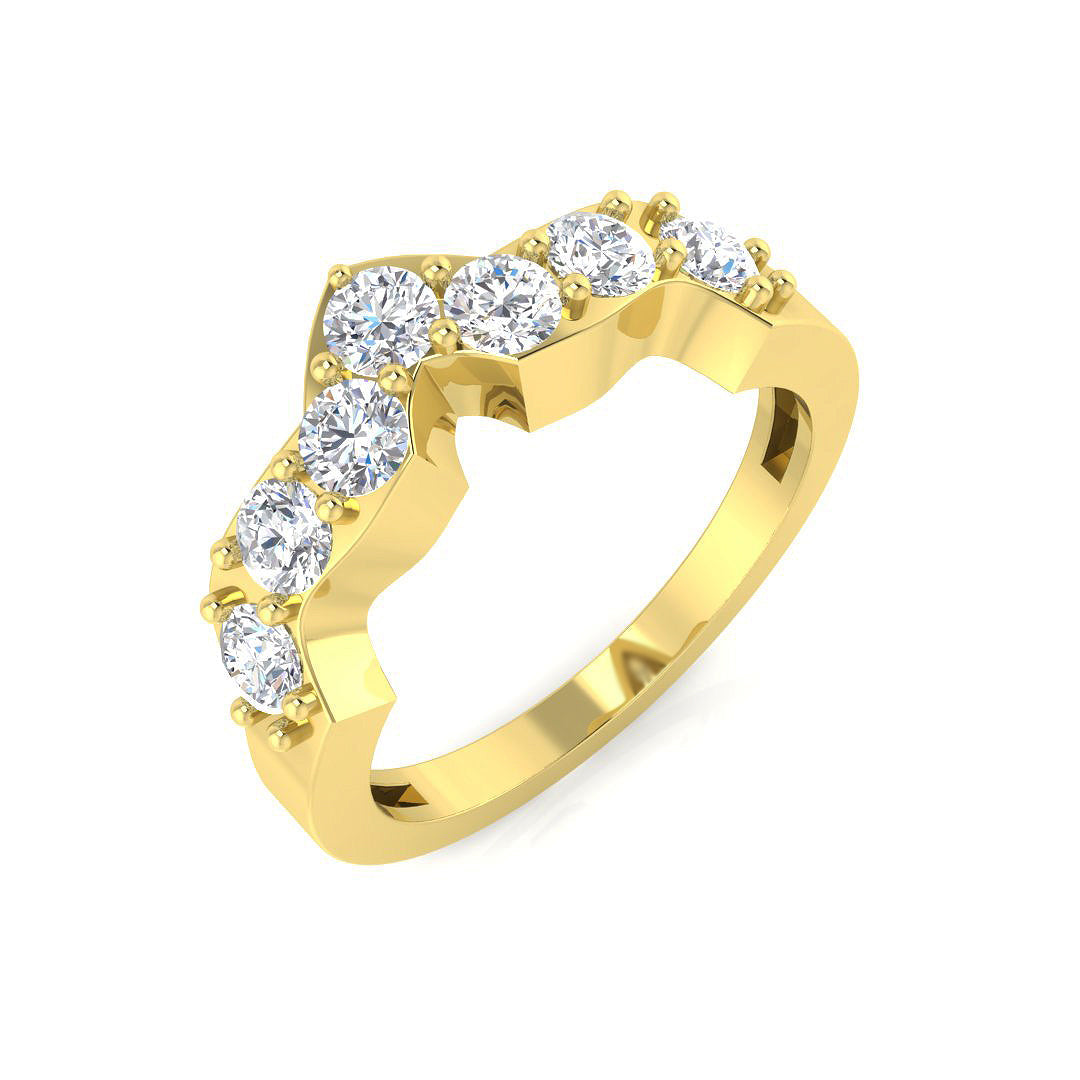 Sparkling 1.00Ct Round Diamond Wishbone Ring in 10K/14K gold and platinum with certified lab-grown or natural diamonds