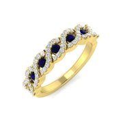 Blue Sapphire Diamond Infinity Ring with Twisted Band in 10K/14K gold and platinum with certified lab-grown or natural diamonds