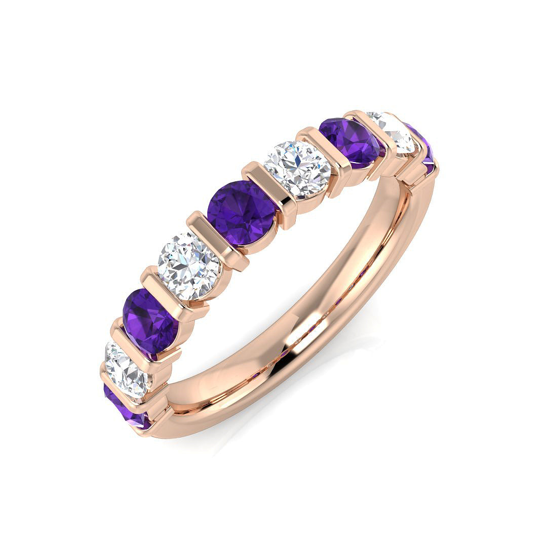 Diamond Amethyst Ring in 10K/14K gold and platinum with certified lab-grown or natural diamonds