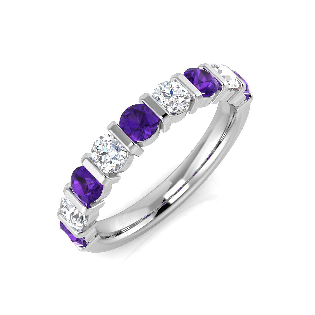 Diamond Amethyst Ring in 10K/14K gold and platinum with certified lab-grown or natural diamonds