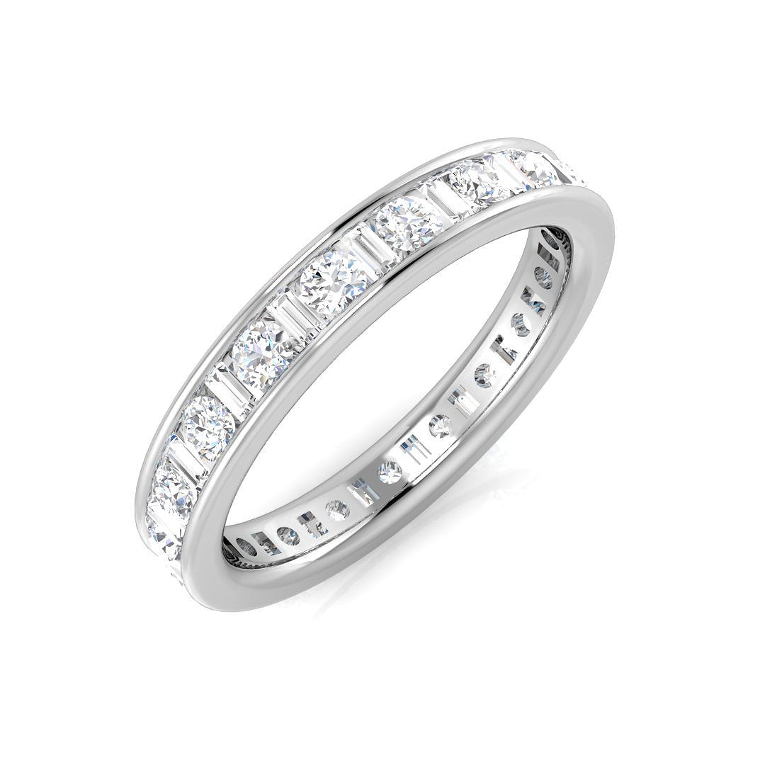 Baguette & Round Diamonds Full Eternity Ring in 10K/14K gold and platinum with certified lab-grown or natural diamonds