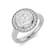 Luxury Princess Cut Diamond Halo Cluster Ring 1.5ct Milgrain in 10K/14K gold and platinum with certified lab-grown or natural diamonds