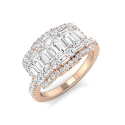 Baguette & Round Diamond Cluster Ring 1.5ct Halo Luxury UK in 10K/14K gold and platinum with certified lab-grown or natural diamonds
