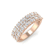 1.0Ct Round and Baguette Diamond Half Eternity Ring in 10K/14K gold and platinum with certified lab-grown or natural diamonds