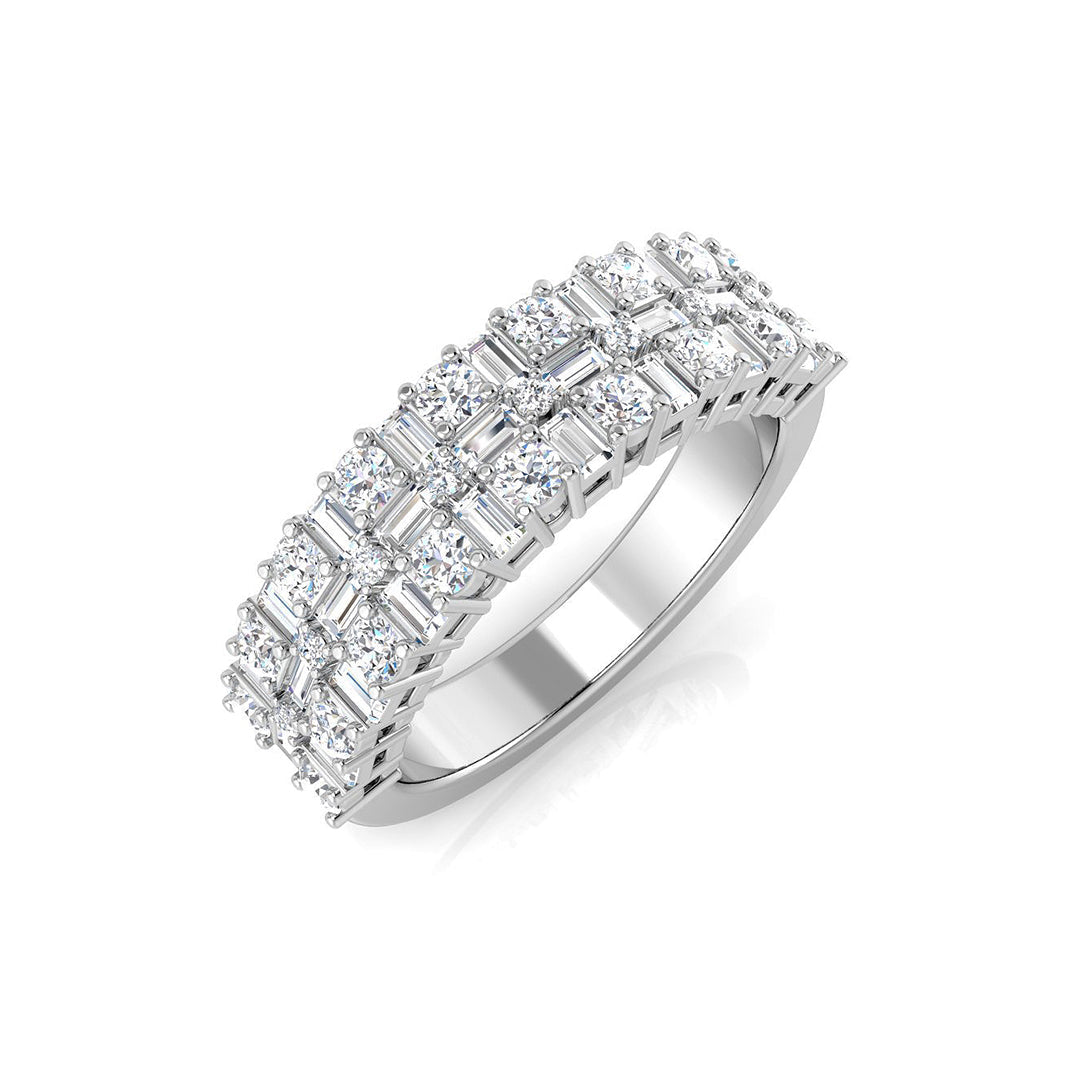 1.0Ct Round and Baguette Diamond Half Eternity Ring in 10K/14K gold and platinum with certified lab-grown or natural diamonds