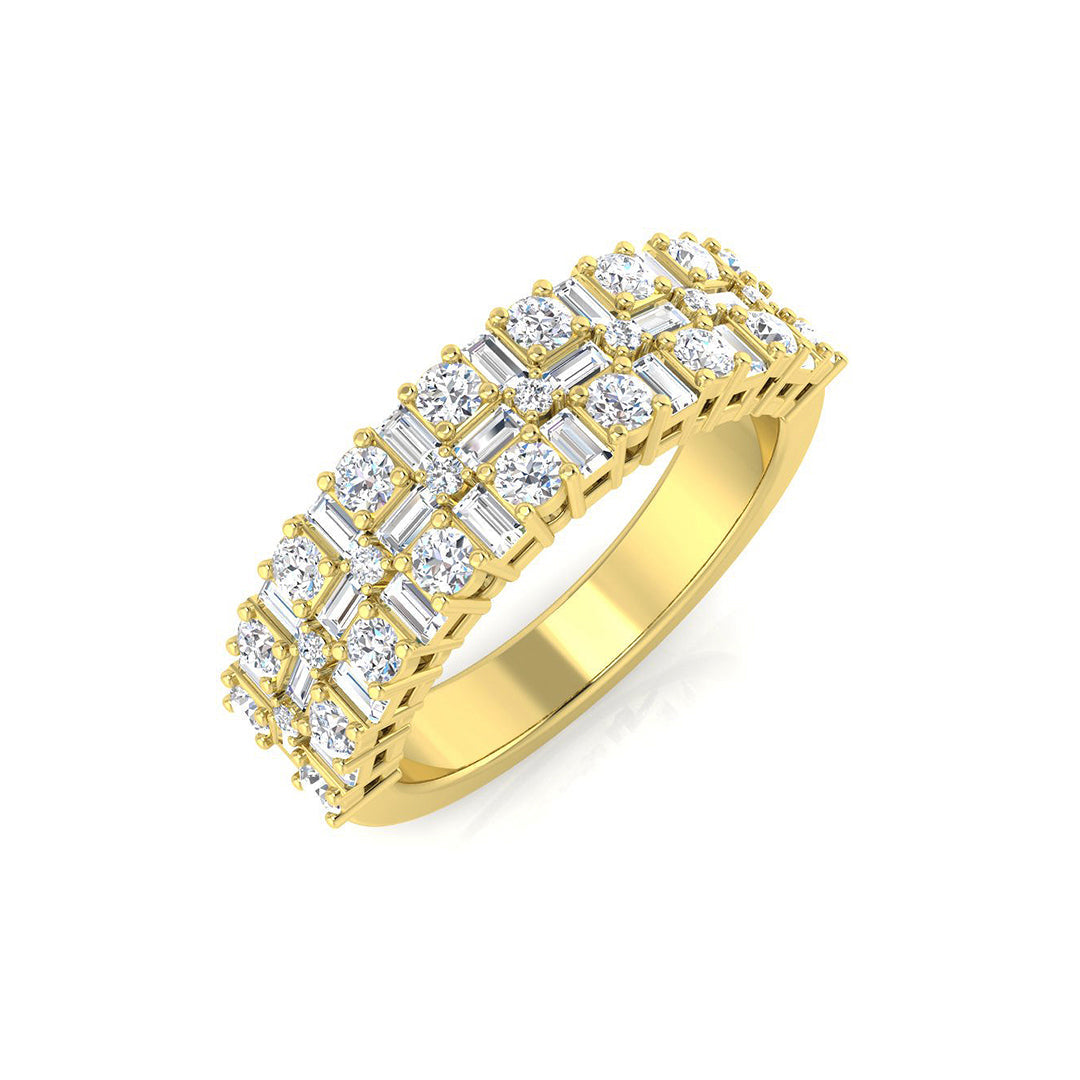 1.0Ct Round and Baguette Diamond Half Eternity Ring in 10K/14K gold and platinum with certified lab-grown or natural diamonds