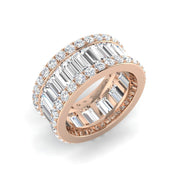 Round and Baguette Diamond Wide Eternity Band Ring in 10K/14K gold and platinum with certified lab-grown or natural diamonds
