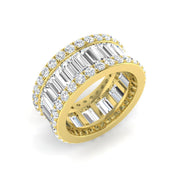Round and Baguette Diamond Wide Eternity Band Ring in 10K/14K gold and platinum with certified lab-grown or natural diamonds