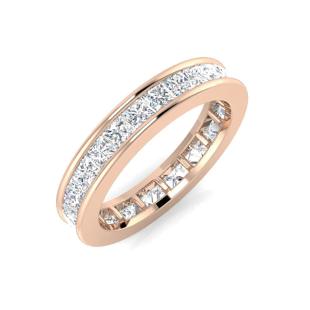 Luxury Princess Cut Diamond Full Eternity Ring in 10K/14K gold and platinum with certified lab-grown or natural diamonds