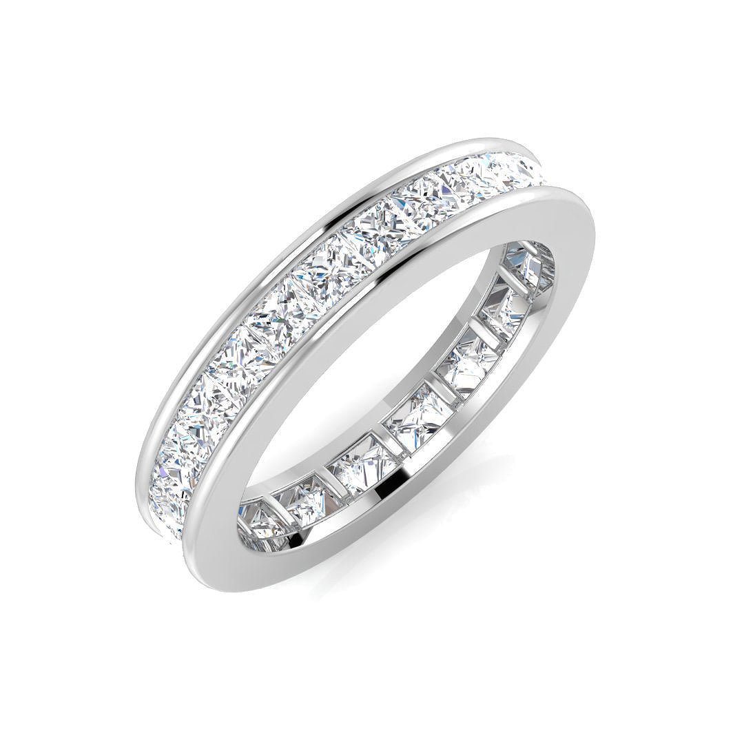 Luxury Princess Cut Diamond Full Eternity Ring in 10K/14K gold and platinum with certified lab-grown or natural diamonds