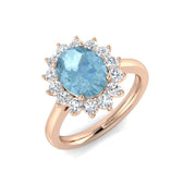 Aquamarine Halo Enagament Ring in 10K/14K gold and platinum with certified lab-grown or natural diamonds