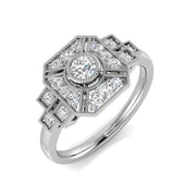 Vintage-Style Diamond Halo Ring in 10K/14K gold and platinum with certified lab-grown or natural diamonds