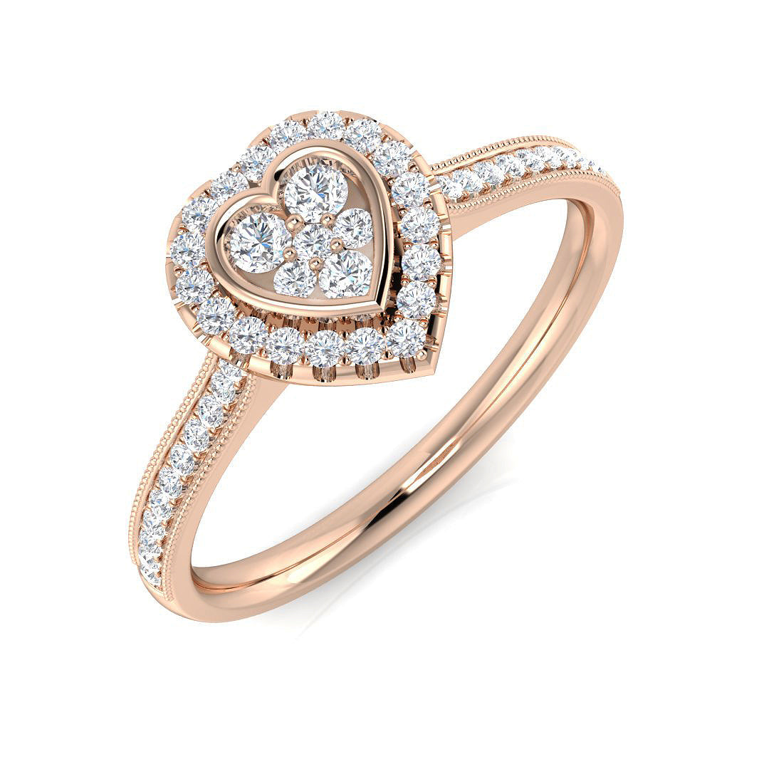 Round Diamond Halo Cluster Ring 0.2ct UK Hallmarked in 10K/14K gold and platinum with certified lab-grown or natural diamonds