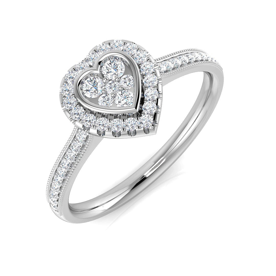 Round Diamond Halo Cluster Ring 0.2ct UK Hallmarked in 10K/14K gold and platinum with certified lab-grown or natural diamonds