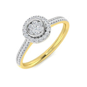 Luxury Round Diamond Halo Cluster Ring 0.2ct Milgrain Band UK in 10K/14K gold and platinum with certified lab-grown or natural diamonds