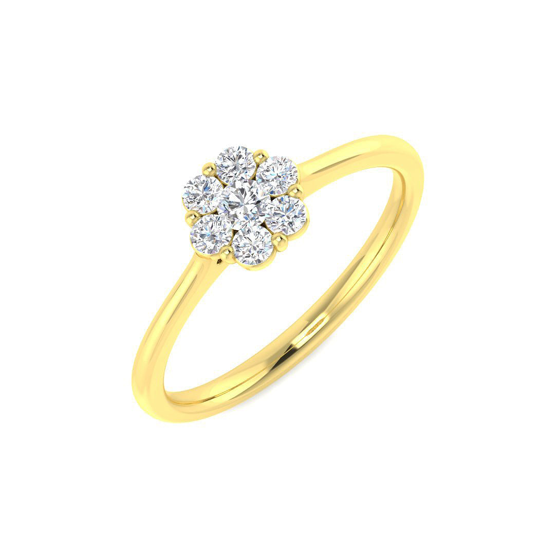 Round Cluster Diamond Ring 0.25ct Solitaire Style in 10K/14K gold and platinum with certified lab-grown or natural diamonds