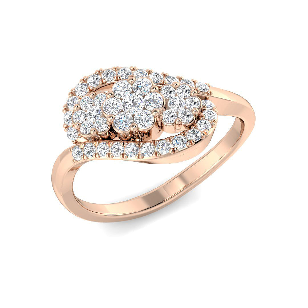 Lab-Grown Cluster Diamond Ring 0.5ct in 10K/14K gold and platinum with certified lab-grown or natural diamonds