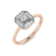 Lab Grown Round Diamond Vintage Ring in 10K/14K gold and platinum with certified lab-grown or natural diamonds