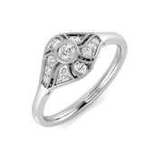 0.33ct Lab Diamond Art Deco Vintage Floral Engagement Ring in 10K/14K gold and platinum with certified lab-grown or natural diamonds
