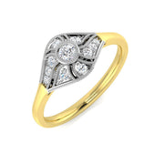 0.33ct Lab Diamond Art Deco Vintage Floral Engagement Ring in 10K/14K gold and platinum with certified lab-grown or natural diamonds
