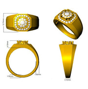 Men’s Double Halo Octagon Diamond Ring in in 10K/14K gold and platinum with certified lab-grown or natural diamonds