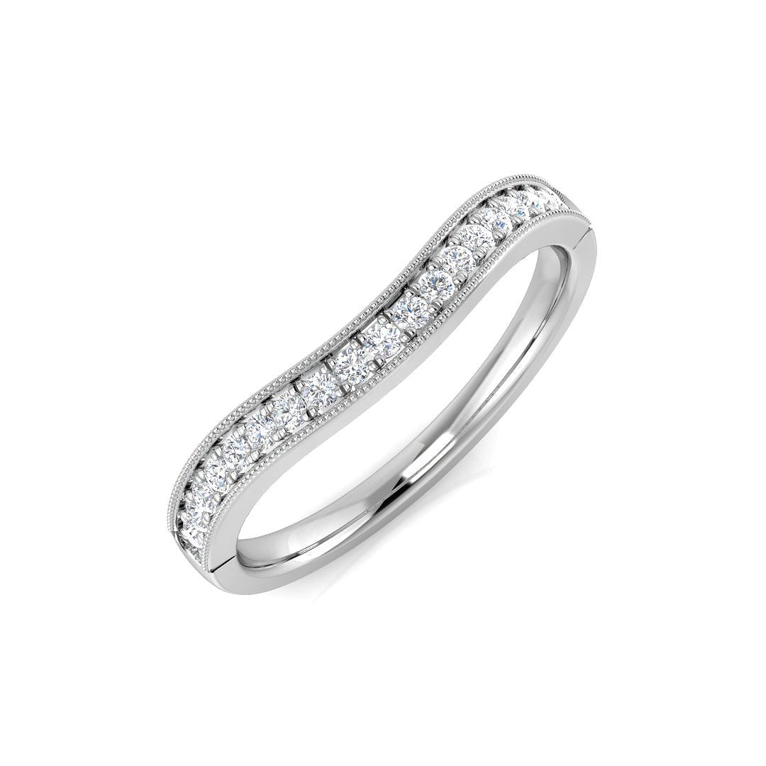 Curved Diamond Wedding Band 0.15ct in 10K/14K gold and platinum with certified lab-grown or natural diamonds