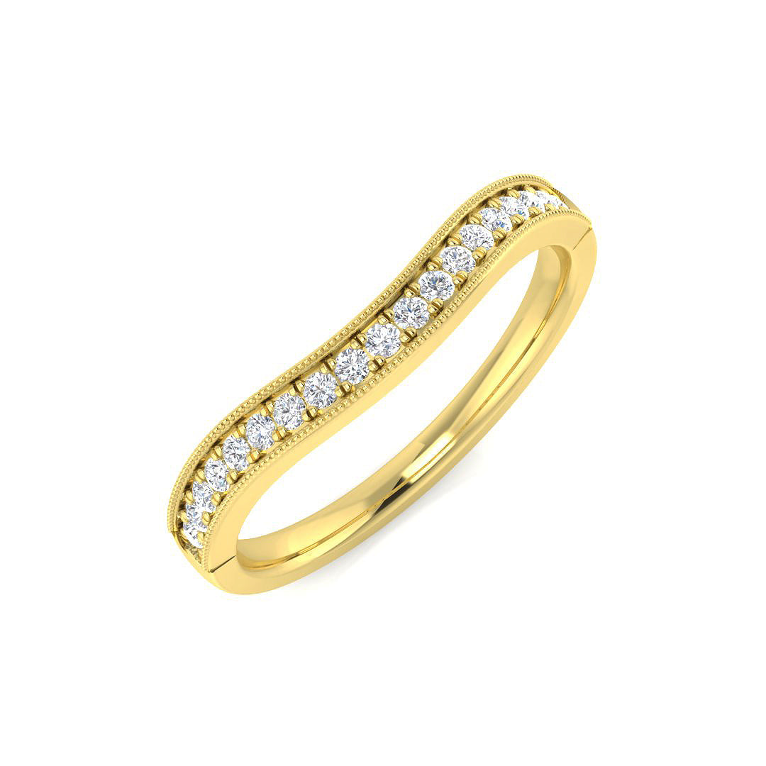 Curved Diamond Wedding Band 0.15ct in 10K/14K gold and platinum with certified lab-grown or natural diamonds