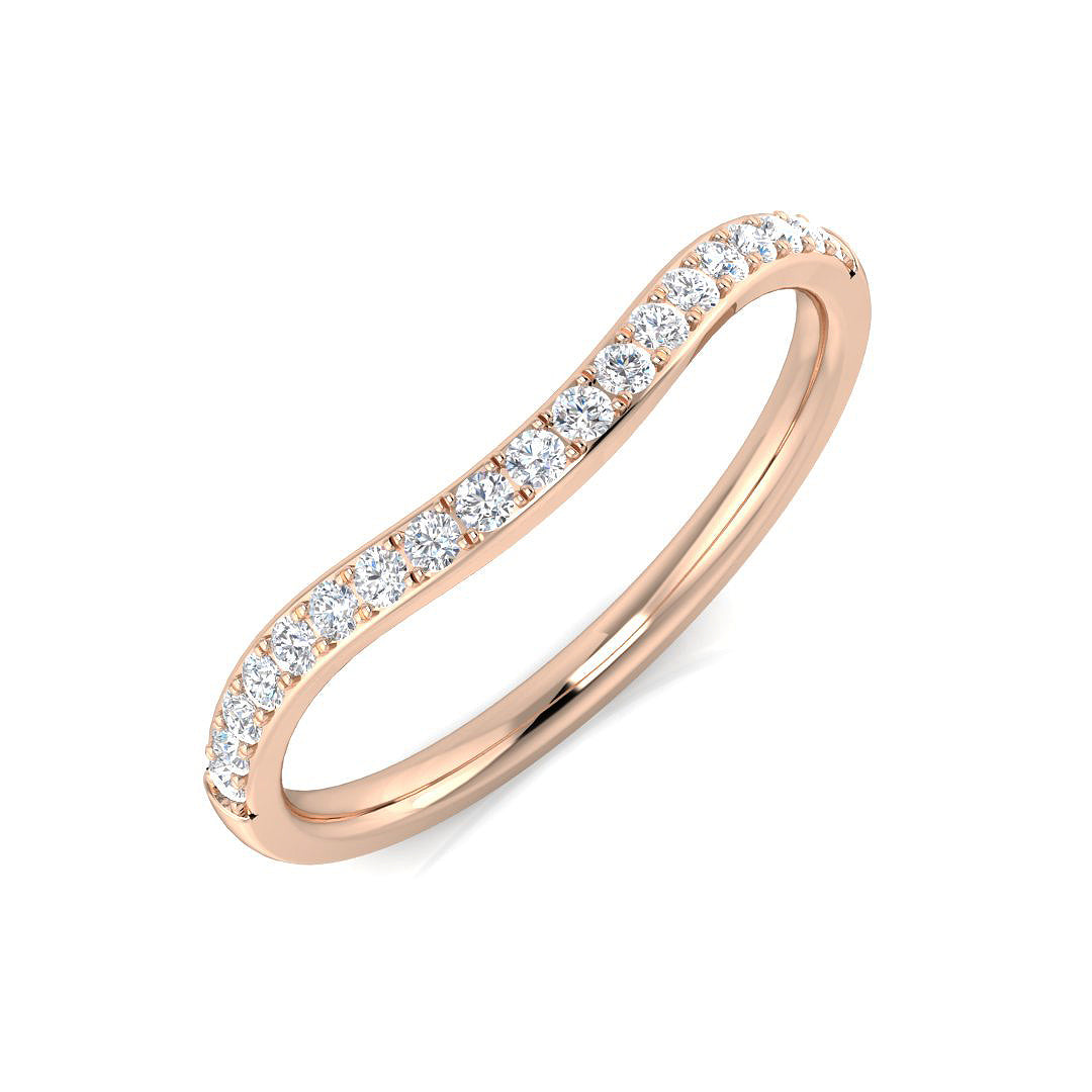 Round Diamond Curved Wedding Band in 10K/14K gold and platinum with certified lab-grown or natural diamonds