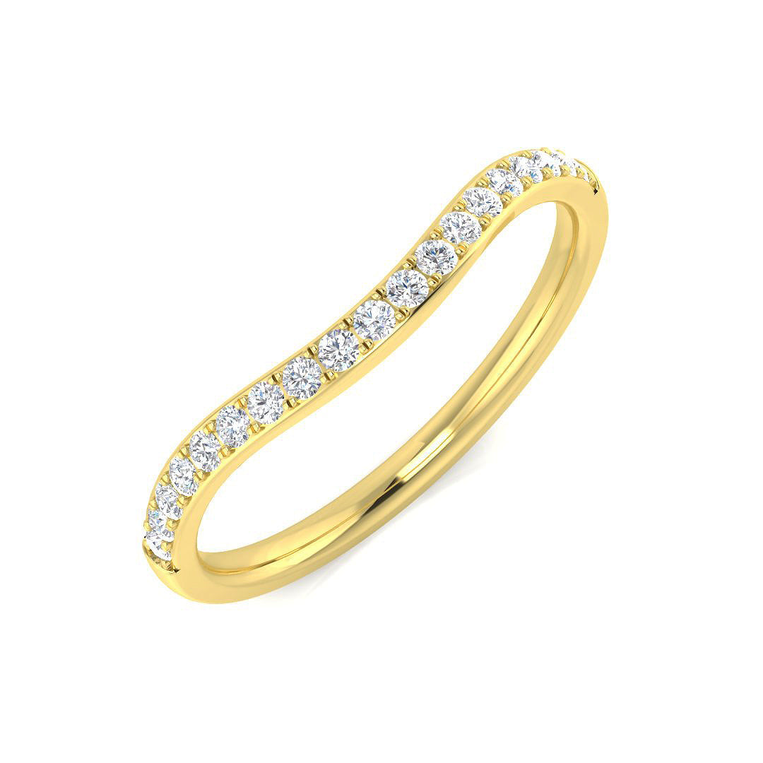 Round Diamond Curved Wedding Band in 10K/14K gold and platinum with certified lab-grown or natural diamonds