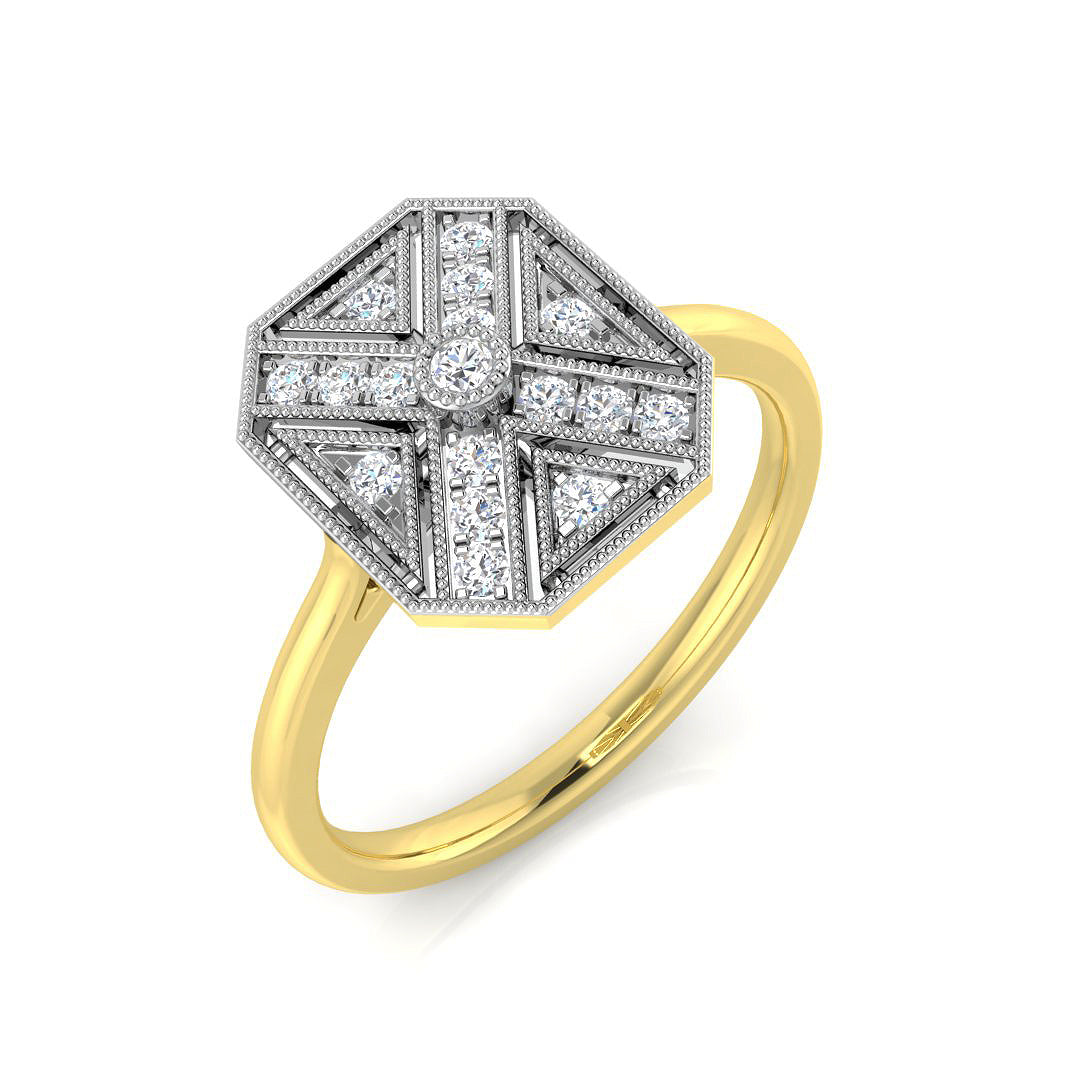 Diamond Briktol Vintage Ring in 10K/14K gold and platinum with certified lab-grown or natural diamonds