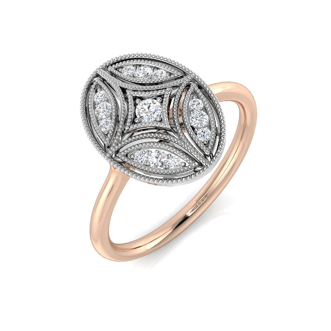 Diamond Cabterbury Vintage Ring in 10K/14K gold and platinum with certified lab-grown or natural diamonds