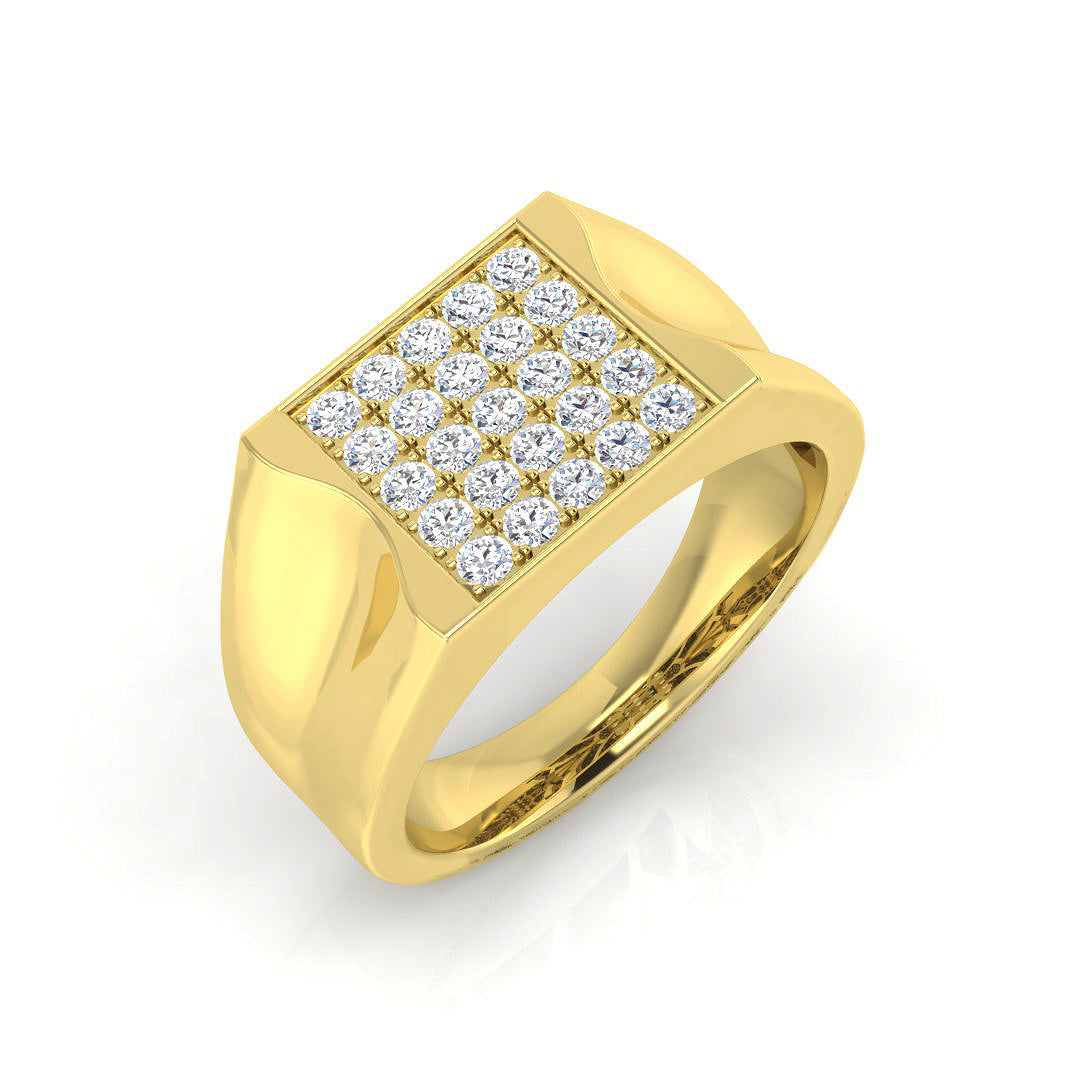 Men’s Diamond Pave Set Signet Ring in Gold & in 10K/14K gold and platinum with certified lab-grown or natural diamonds