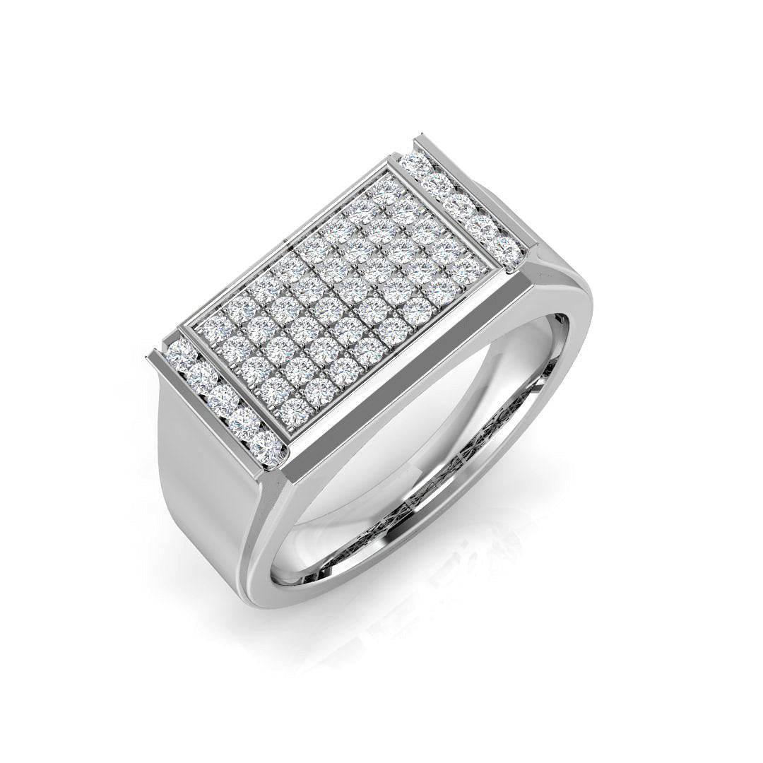 Diamond Pebrith Signet Ring in 10K/14K gold and platinum with certified lab-grown or natural diamonds