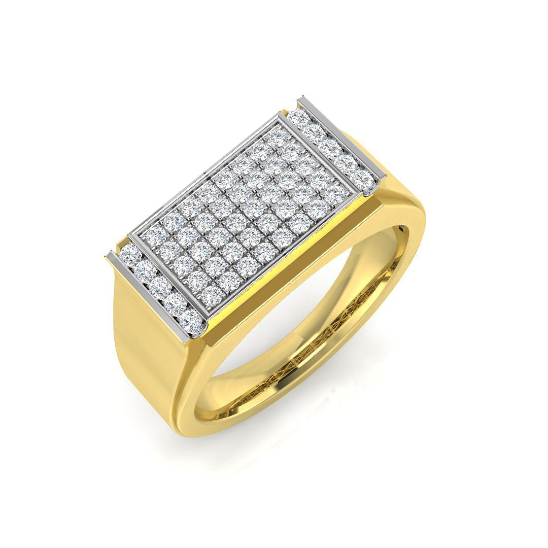Diamond Pebrith Signet Ring in 10K/14K gold and platinum with certified lab-grown or natural diamonds