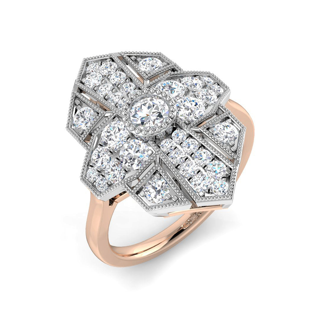 Lab-Grown Diamond Vintage Ring in 10K/14K gold and platinum with certified lab-grown or natural diamonds