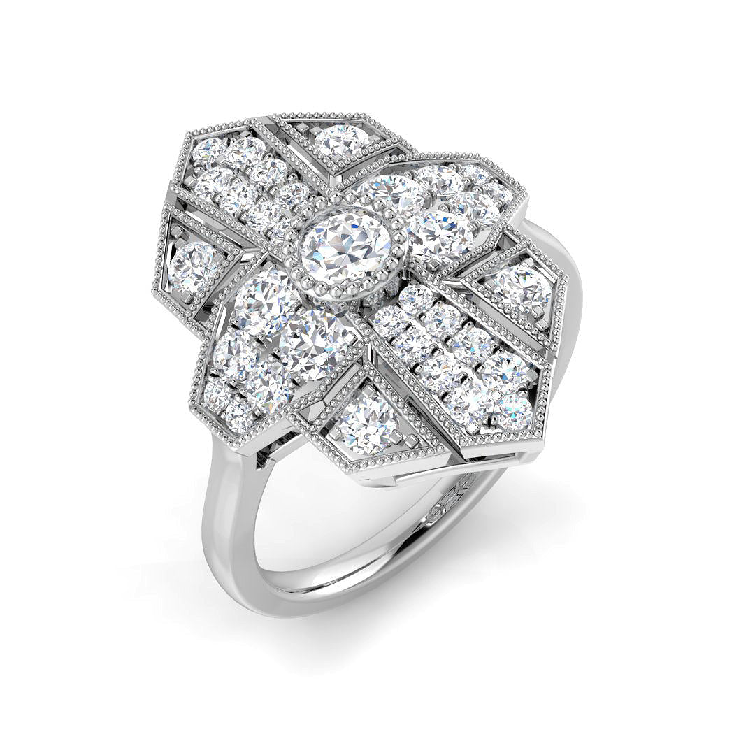 Lab-Grown Diamond Vintage Ring in 10K/14K gold and platinum with certified lab-grown or natural diamonds