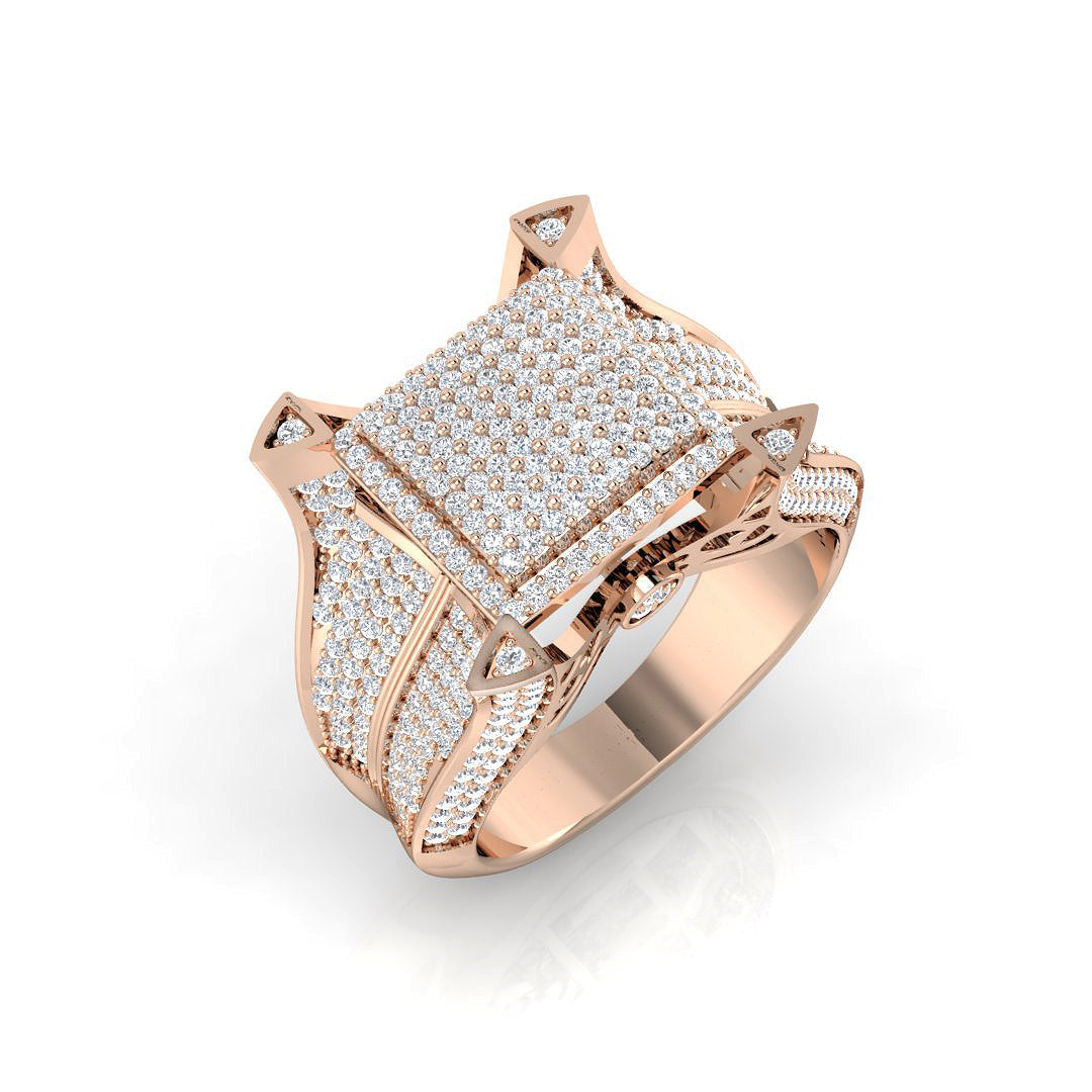 Diamond Carlikle Signet Ring in 10K/14K gold and platinum with certified lab-grown or natural diamonds