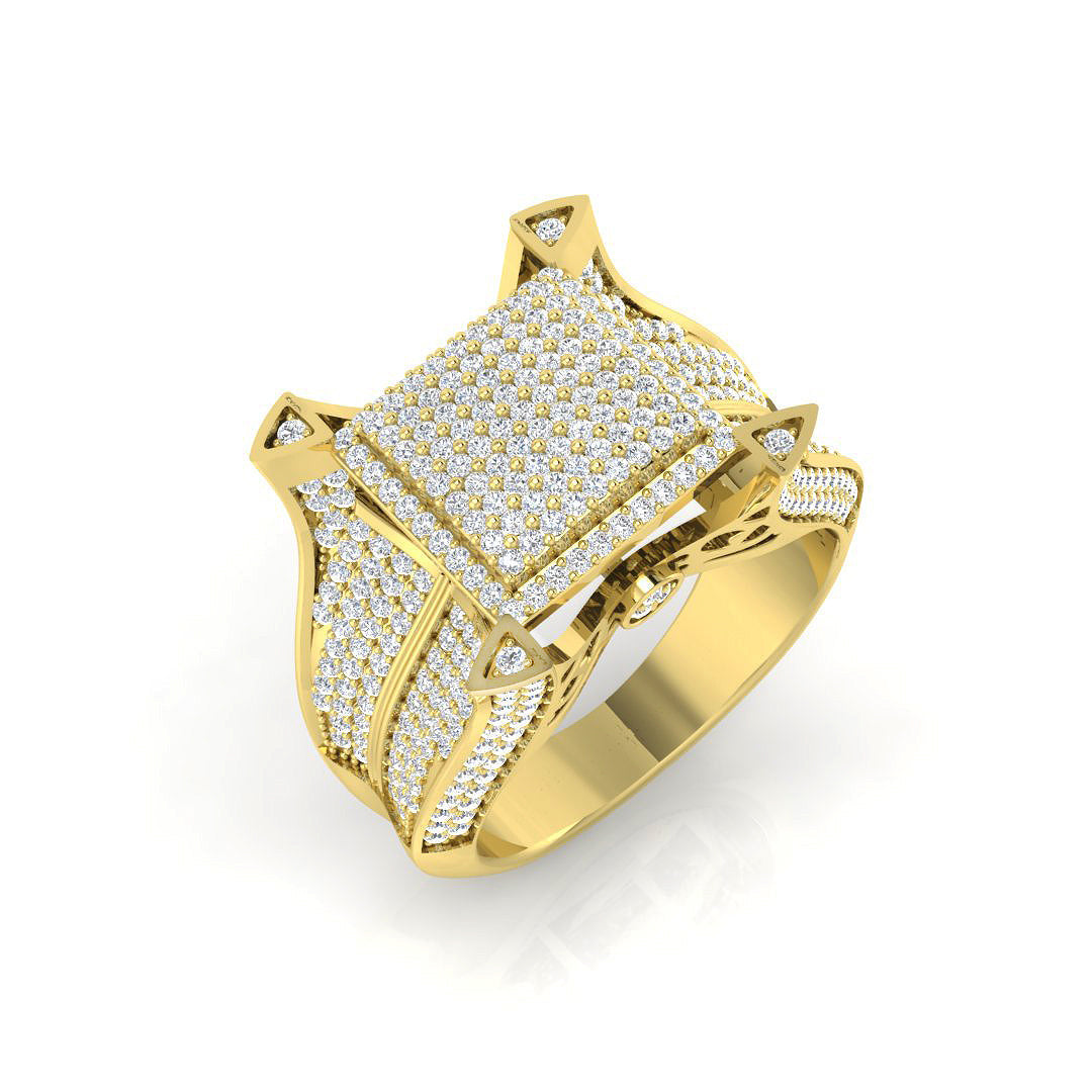 Diamond Carlikle Signet Ring in 10K/14K gold and platinum with certified lab-grown or natural diamonds