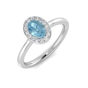 Aquamarine Gemstone Halo Ring with Natural Diamonds in 10K/14K gold and platinum with certified lab-grown or natural diamonds