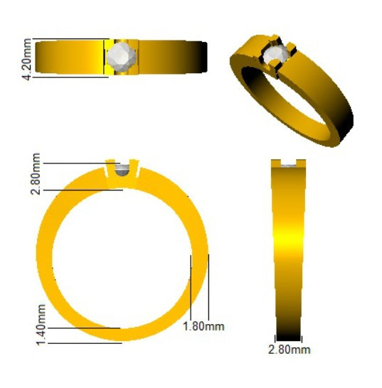 Modern Bar-Set Round Diamond Solitaire Ring in 10K/14K gold and platinum with certified lab-grown or natural diamonds