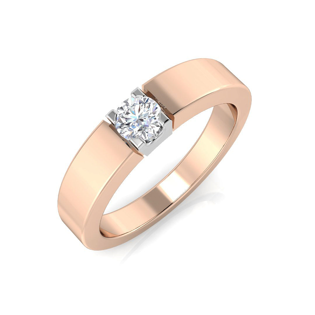 Round Diamond Solitaire Band Ring 0.20ct in 10K/14K gold and platinum with certified lab-grown or natural diamonds