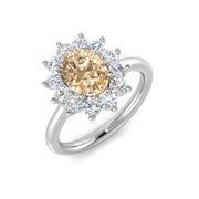 Champagne Diamond Halo Engagement Ring in 10K/14K gold and platinum with certified lab-grown or natural diamonds