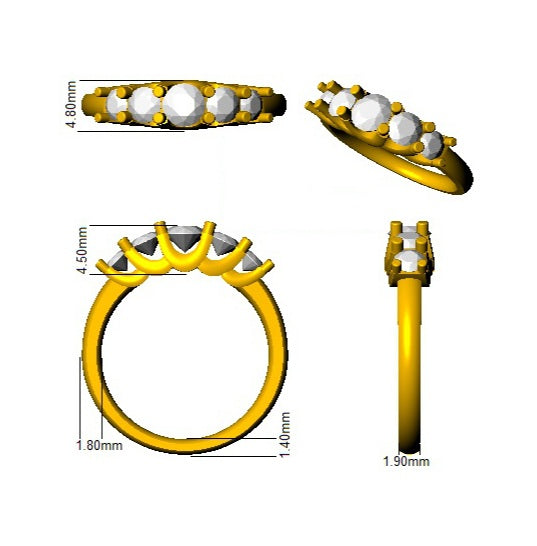 Diamond Glamis 5 Stone Ring in 10K/14K gold and platinum with certified lab-grown or natural diamonds