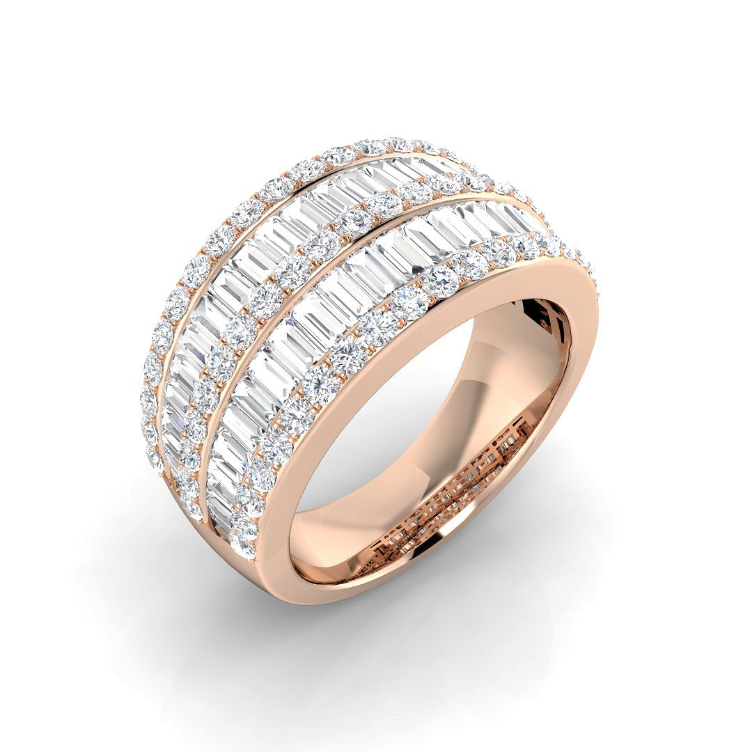 Dazzling Diamond Baguette and Round Cut Eternity Band in 10K/14K gold and platinum with certified lab-grown or natural diamonds