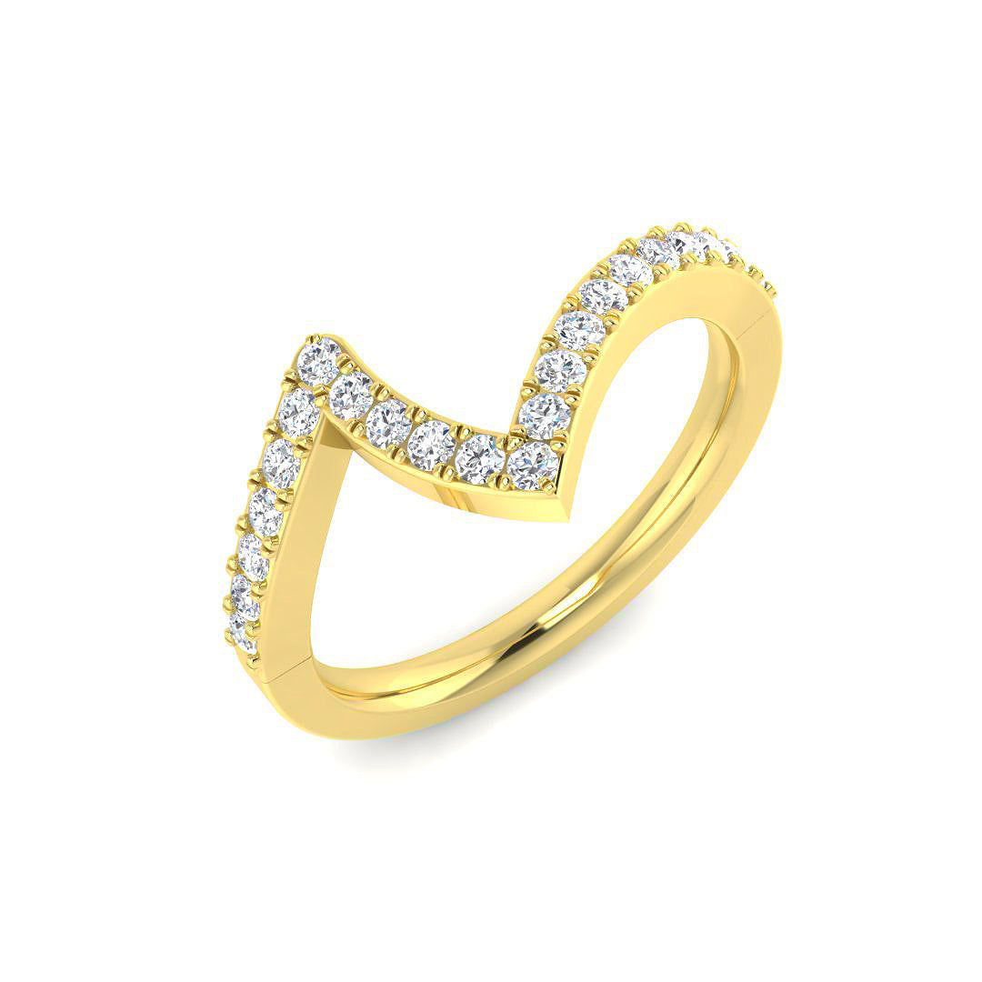 Zigzag Diamond Wishbone Ring in 10K/14K gold and platinum with certified lab-grown or natural diamonds