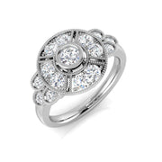 Vintage Halo Diamond Ring in 10K/14K gold and platinum with certified lab-grown or natural diamonds