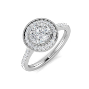 Princess Cut Diamond Halo Ring with Marquise & Round Stones 0.75ct in 10K/14K gold and platinum with certified lab-grown or natural diamonds