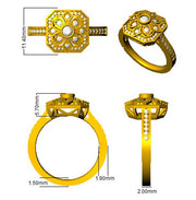 Lab Grown Floral Round Diamond Art Deco Vintage Ring in 10K/14K gold and platinum with certified lab-grown or natural diamonds