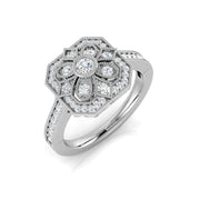 Lab Grown Floral Round Diamond Art Deco Vintage Ring in 10K/14K gold and platinum with certified lab-grown or natural diamonds