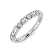0.33Ct Round Diamond Milgrain setting Half Eternity Ring in 10K/14K gold and platinum with certified lab-grown or natural diamonds